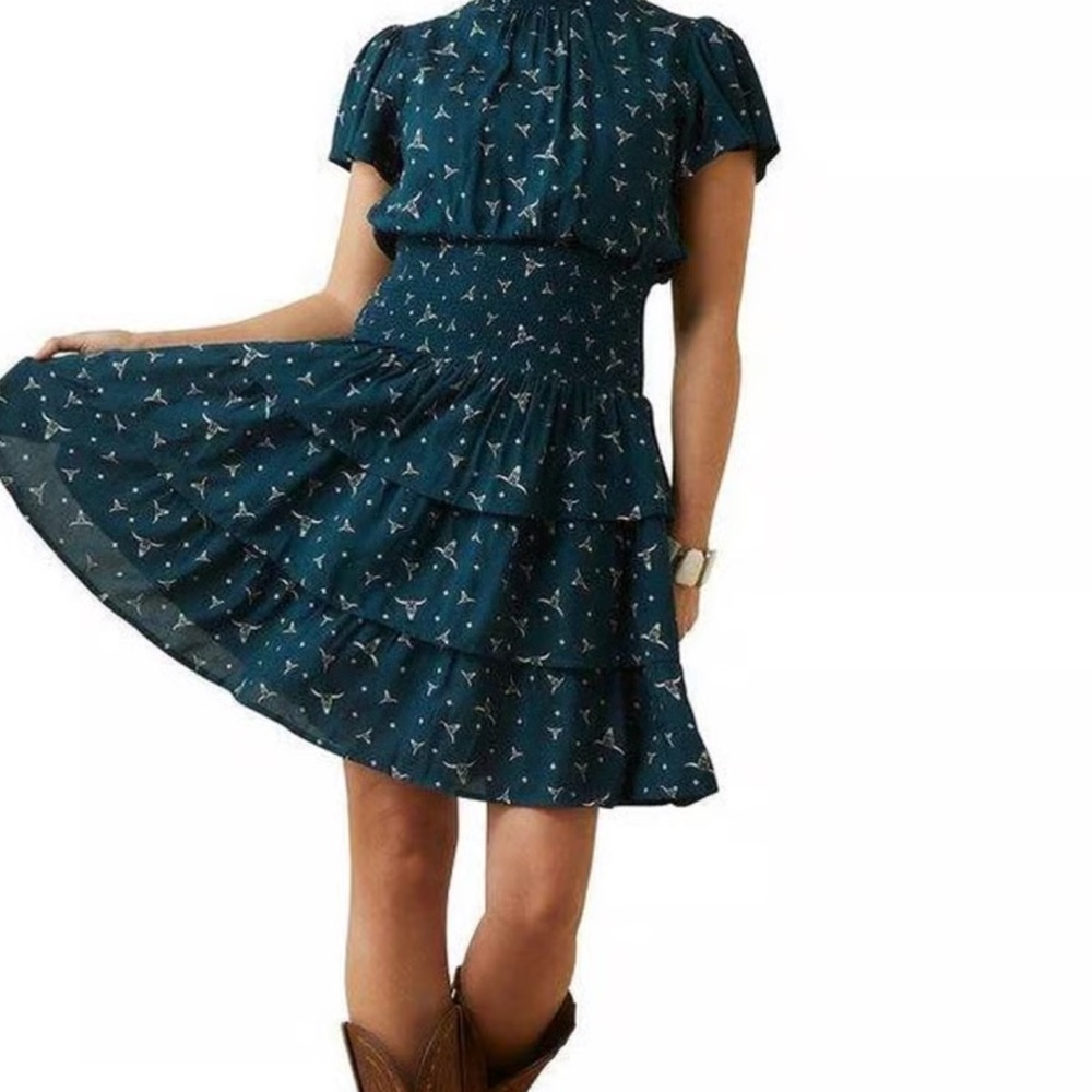 Elegant Teal Ruffle Dress
